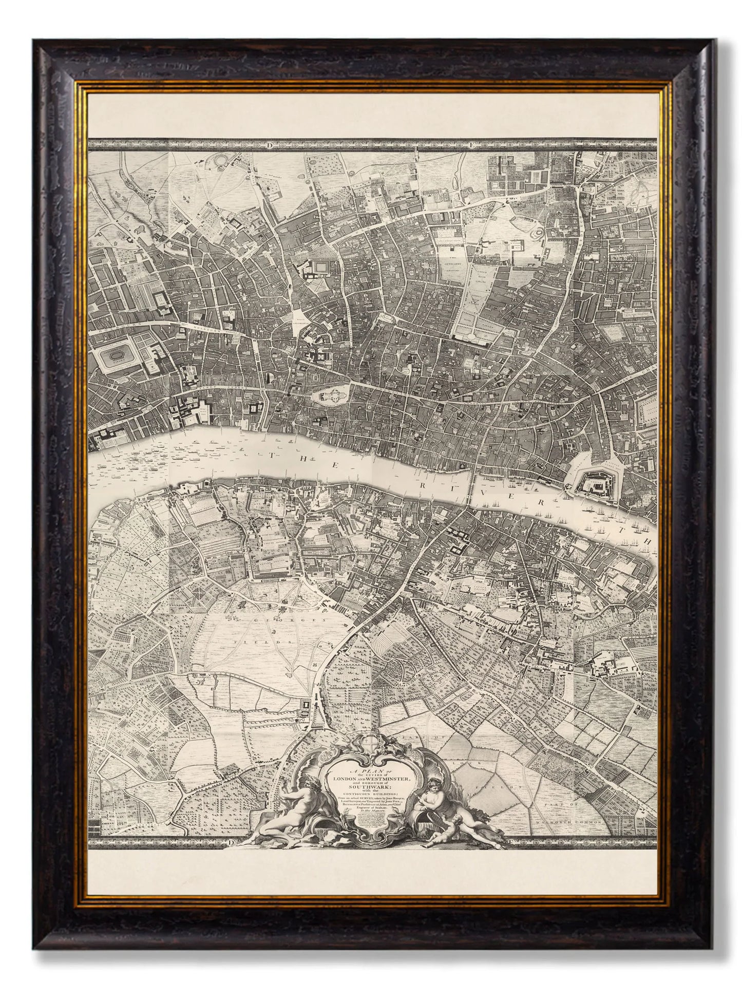 Framed London Triptych Map (Set of three)
