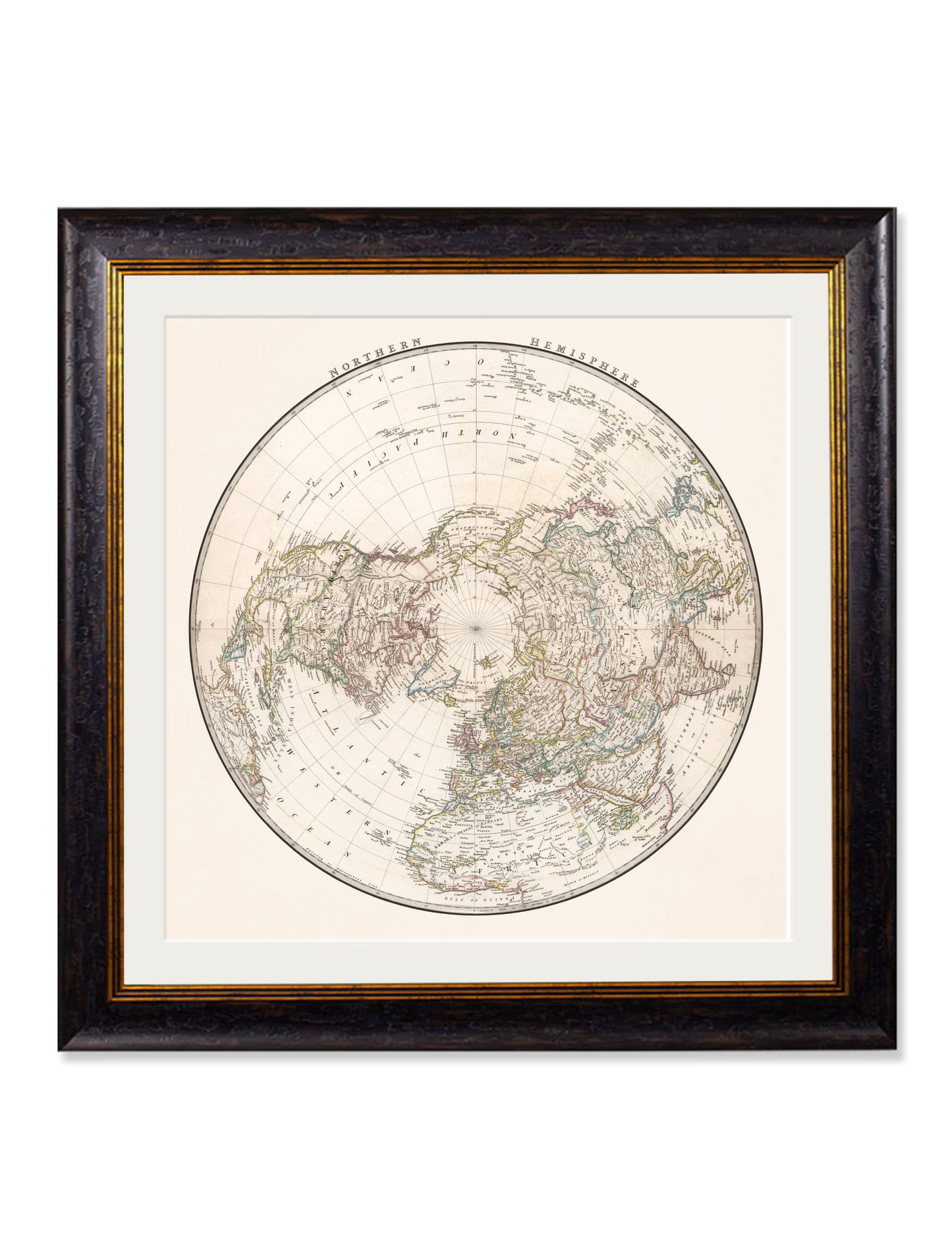 Framed World Map Hemishpheres