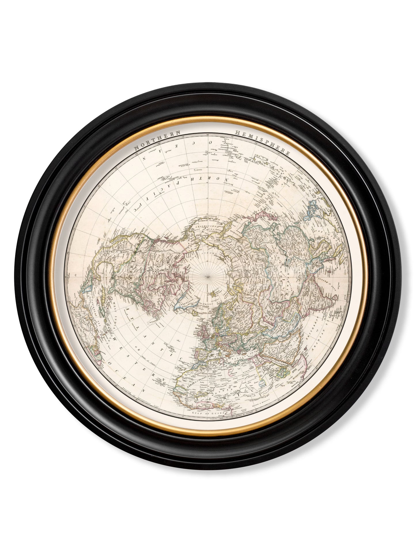 Round Framed World Hemishpheres