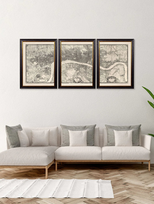 Framed London Triptych Map (Set of three)